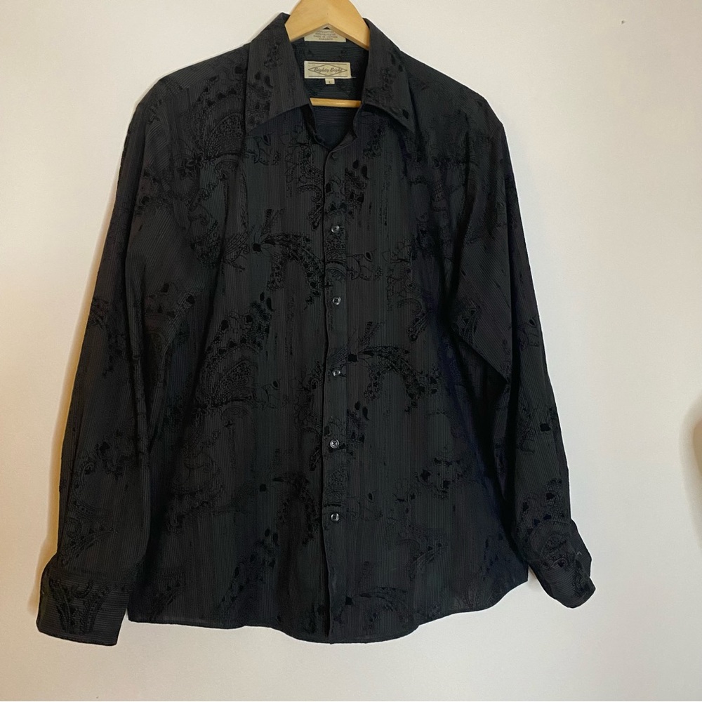 Eighty Eight Rockabilly Embossed Button Up Shirt Men's White Black Large